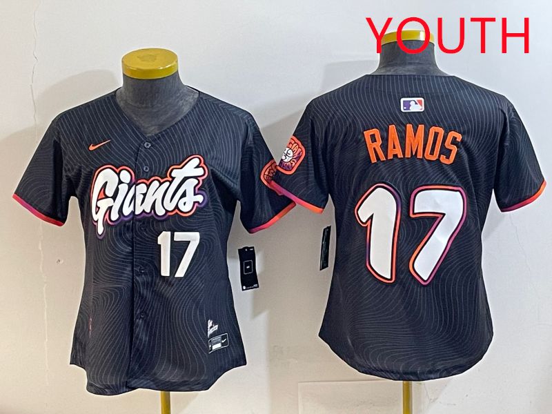 Youth San Francisco Giants #17 Ramos Black Joint Name 2025 Nike MLB Jersey style 5->youth mlb jersey->Youth Jersey